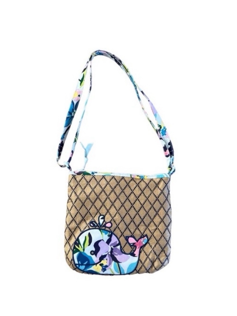 Vera Bradley Marian Floral Beach Crossbody Straw Whale Bag Like New - Picture 6 of 11
